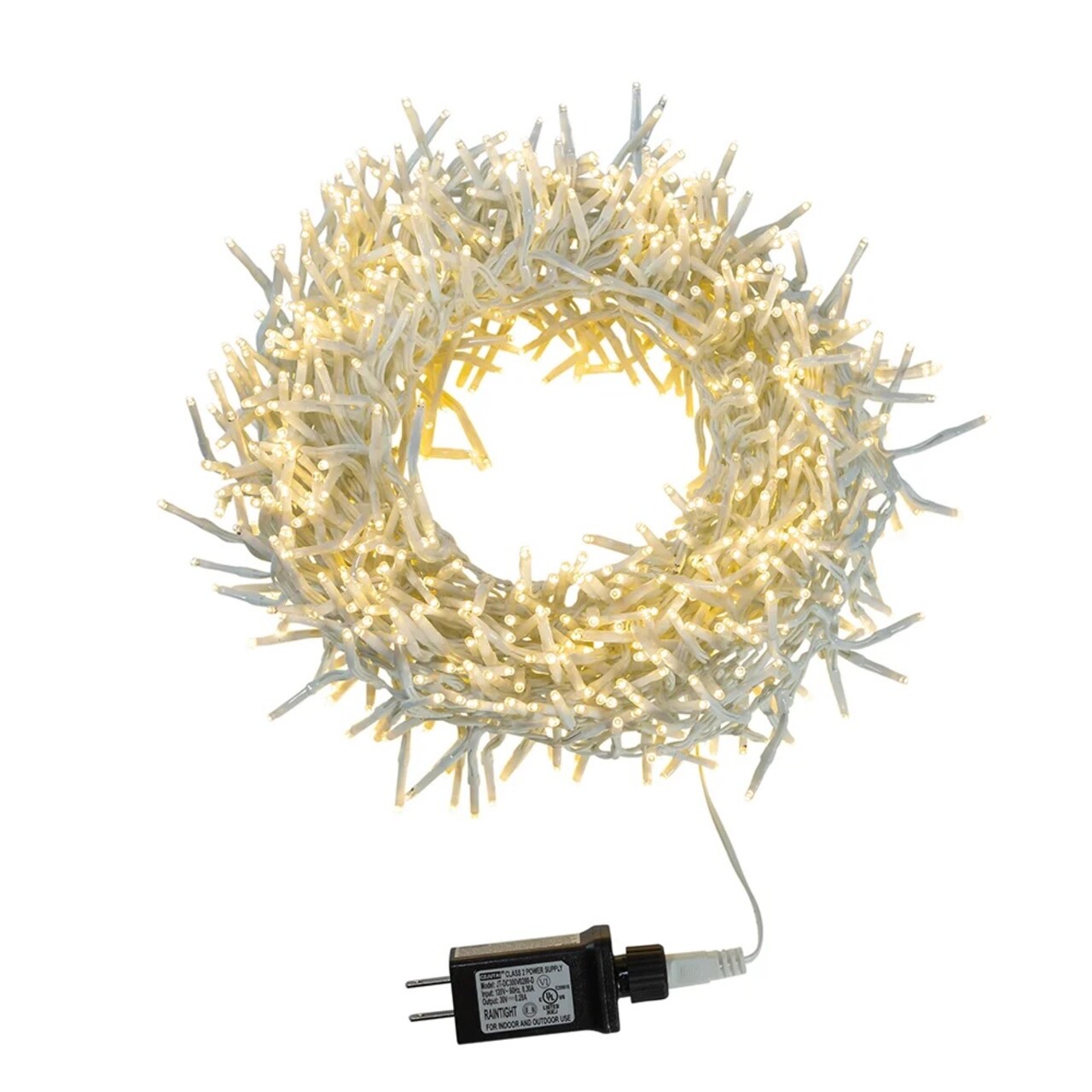 KSA 1000-Warm White LED Cluster Christmas Lights, 33 ft White Wire